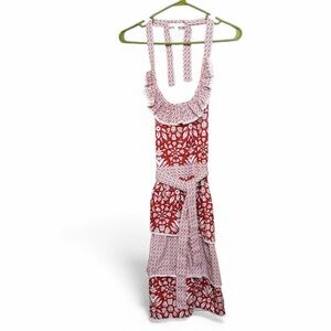 Envogue Red and White Geometric Apron